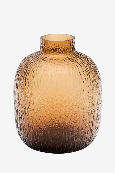 Kave Home - Shali brun glasvase, 23,5 cm - Transparent - Urtepotteskjulere & vaser - - Homeroom
