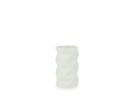 Keramik Vase Fold i Råhvid, mellem - 13 cm