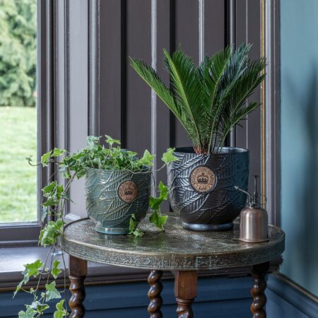 Kew Leaf Embossed Cork Plant Pot Charcoal (Grey)