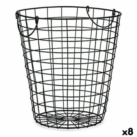 Kinvara Kurv W5759-M - Sort stål med håndtag, 30 × 30 × 30 cm (8 stk.)