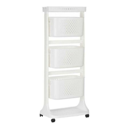 Kinvara TP-749 rullekurv med 3 kurve - hvid plast, 33 × 112 × 41 cm