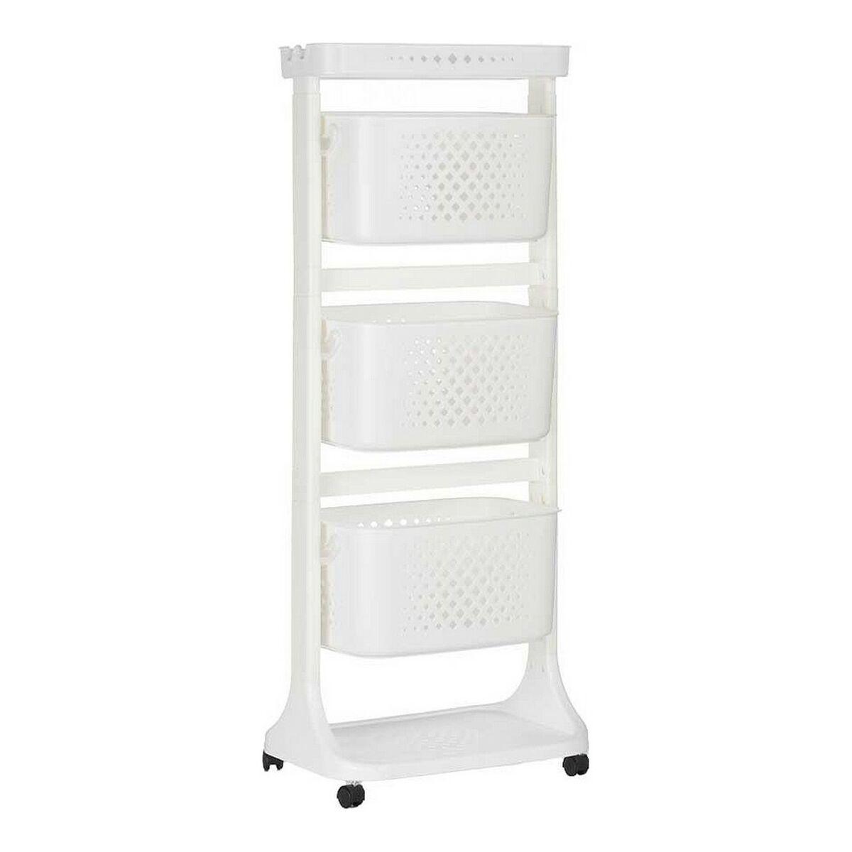 Kinvara TP-749 rullekurv med 3 kurve - hvid plast, 33 × 112 × 41 cm Kinvara TP-749 rullekurv med 3 kurve - hvid plast, 33 × 112 × 41 cm
