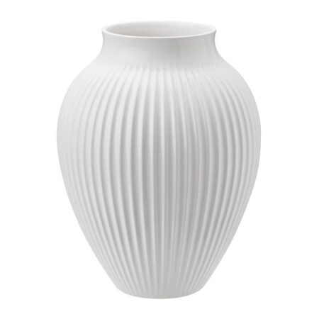 Knabstrup Keramik Knabstrup vase riflet 20 cm Hvid