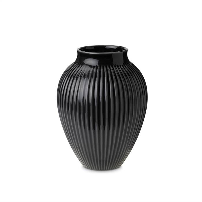 Knabstrup Keramik - vase med riller - Sort - 12,5 cm Knabstrup Keramik - vase med riller - Sort - 12,5 cm