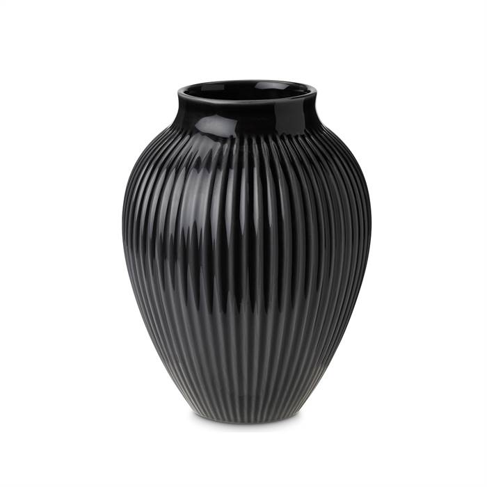 Knabstrup Keramik - vase med riller - Sort - 20 cm Knabstrup Keramik - vase med riller - Sort - 20 cm