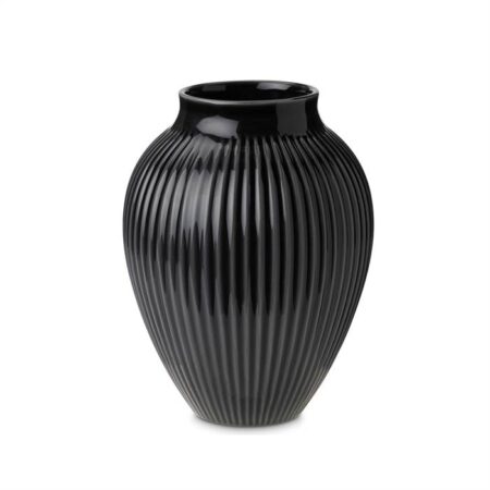 Knabstrup Keramik - vase med riller - Sort - 20 cm