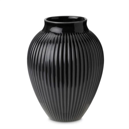 Knabstrup Keramik - vase med riller - Sort - 27 cm