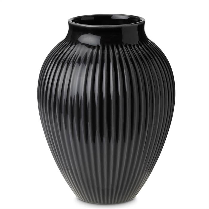 Knabstrup Keramik - vase med riller - Sort - 35 cm Knabstrup Keramik - vase med riller - Sort - 35 cm