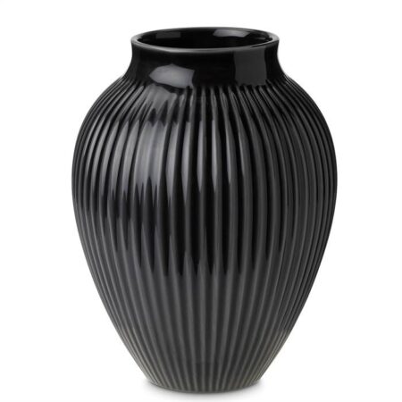 Knabstrup Keramik - vase med riller - Sort - 35 cm
