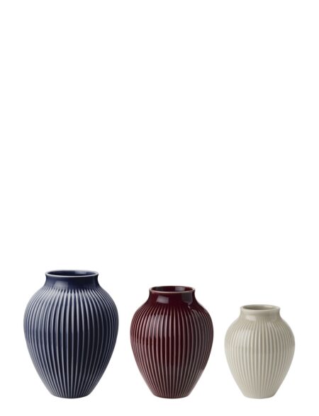 Knabstrup Mini Vase 3 Stk Ripple Berry, Sand, Dark Blue Knabstrup Keramik Patterned