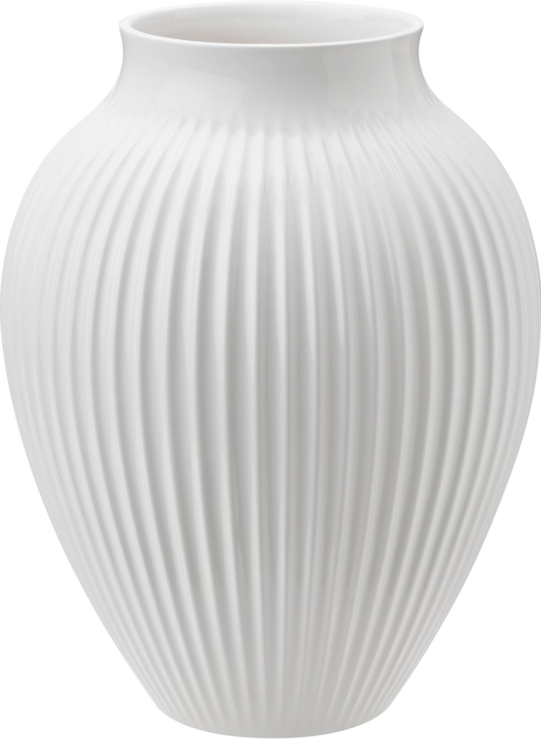 Knabstrup, Vase, Riller Hvid, 20 cm Knabstrup, Vase, Riller Hvid, 20 cm