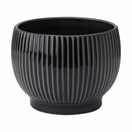 Knabstrup urtepotteskjuler - Rippel black - Ø18