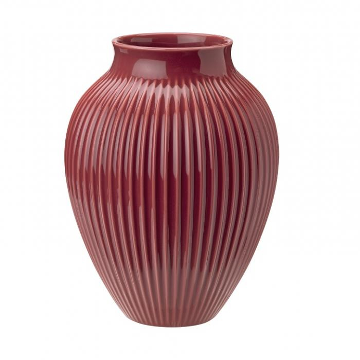 Knabstrup - , vase, riller bordeaux, 27 cm Knabstrup - , vase, riller bordeaux, 27 cm