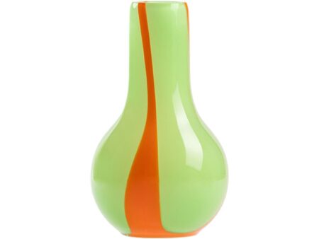 Kodanska - Flow Vase Mini - Vase - Green W. Orange Stripes - H15 x D8 cm