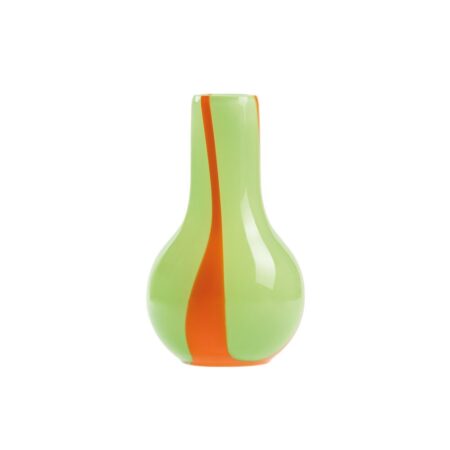 Kodanska - Flow vase mini, Green/Orange Stripes - H15 cm.