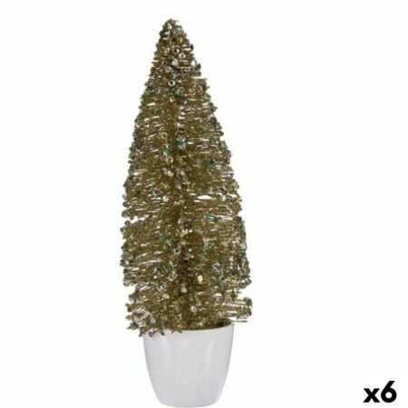 Krist+ juletræ i potte - bronze/gylden plast, 10 × 33 × 10 cm (6 stk.)