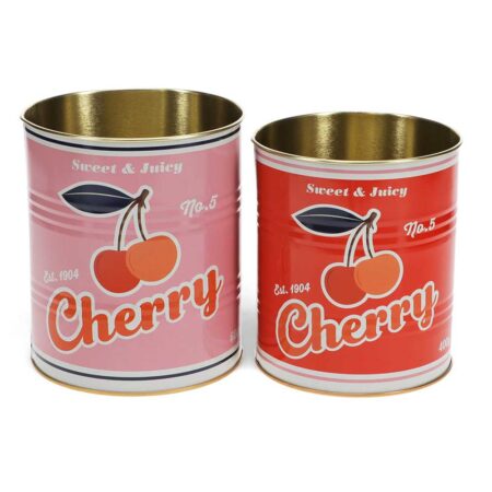 Kruka / plåtburk 2 pack Cherry