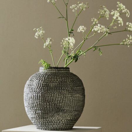 Krukke "Rupa" grå cement m/ mønster - Nordal H: 32