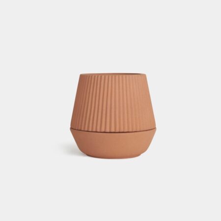 Krukke Umbra Pleated brunrød keramik, 16 cm