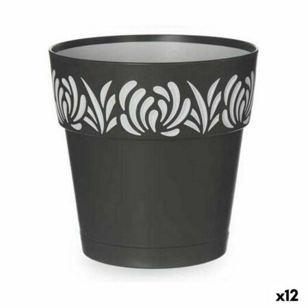 Krukke selvvandende Stefanplast Gaia antracit plastik 15 x 15 x 15 cm - 12 stk.