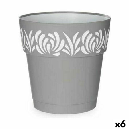 Krukke selvvandende Stefanplast Gaia - grå plastik 25 x 25 x 25 cm (6 stk.)