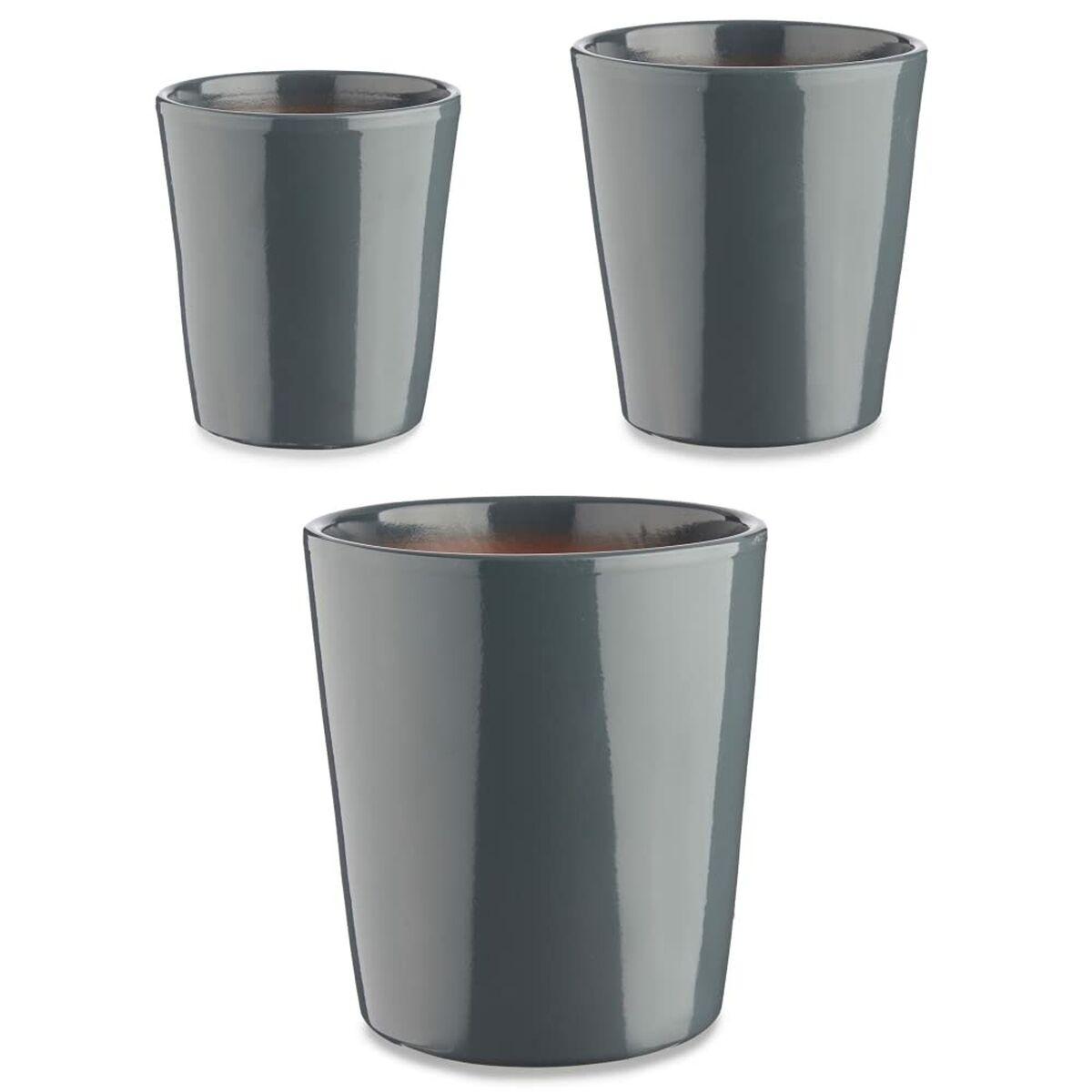 Krukker Ibergarden antracit ler - konisk sæt, Ø14/Ø17/Ø22 cm, 3 dele Krukker Ibergarden antracit ler - konisk sæt, Ø14/Ø17/Ø22 cm, 3 dele