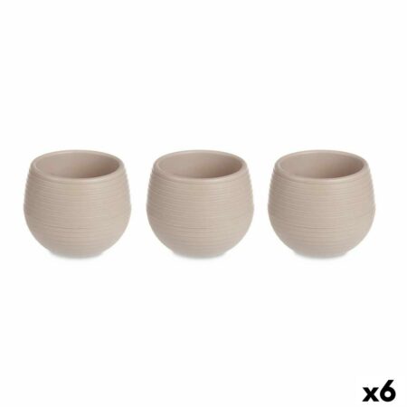 Krukker Ibergarden taupe plast - sæt med 6, Ø12 × H11 cm, 550 ml, med vandreserve