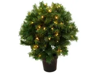 Kunstigt Juletræ kugleformet i potte, højde 70 cm, 120 LED lys. 230 volt (780-191)