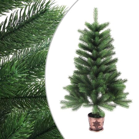 Kunstigt juletræ med naturtro nåle 65 cm - grøn, inkl. kurv