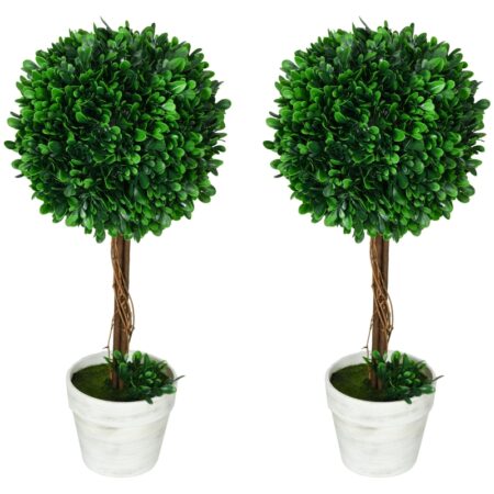 Kunstigt plantesæt x2 buksbom H. 60 cm Inklusiv kunstig mos og planter