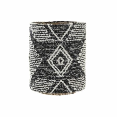 Kurv 27 x 27 x 32 cm Natur Sort Hvid Ikat Jute Frynse Boho