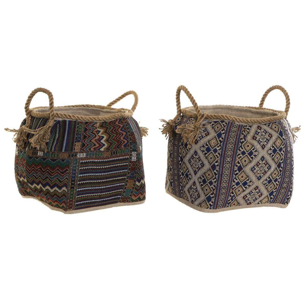 Kurv 30 x 30 x 30 cm Naturlig fiber Boho (2 enheder) Kurv 30 x 30 x 30 cm Naturlig fiber Boho (2 enheder)