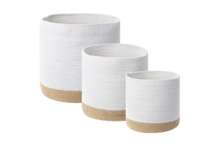 Kurv Basima sæt af 3 Beige, hvid - Beige, hvid
