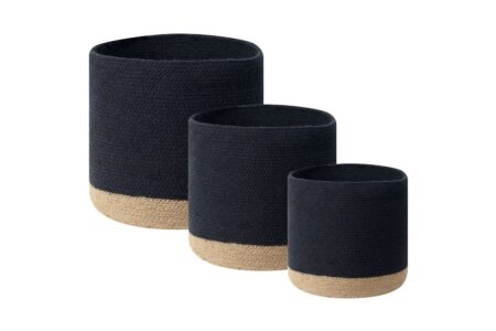 Kurv Basima sæt af 3 Beige, sort - Beige, sort