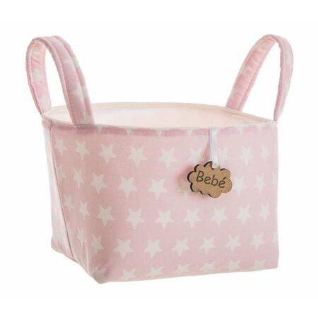 Kurv Pink Stjerner Med håndtag 17 x 13,5 x 20 cm