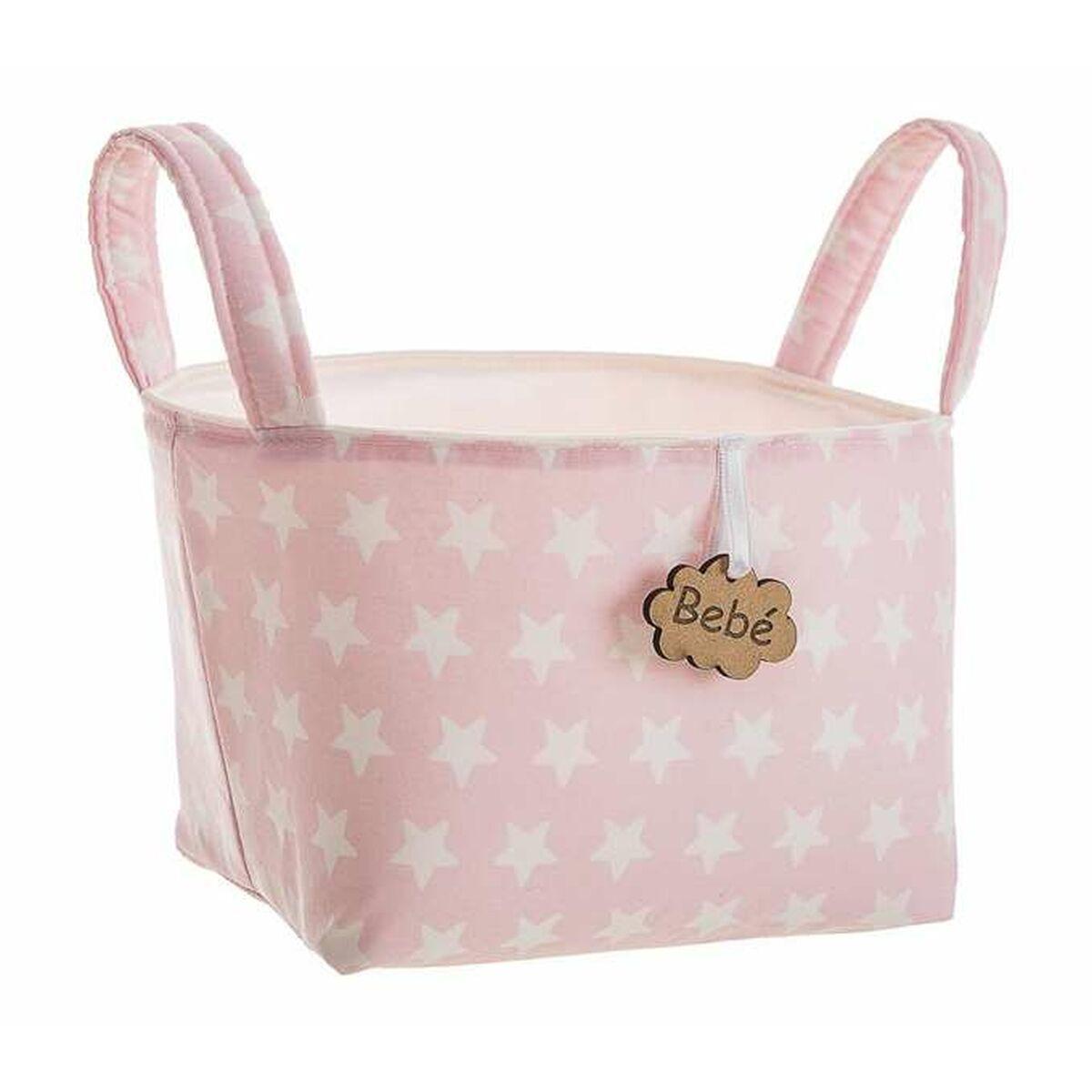 Kurv Pink Stjerner Med håndtag 17 x 13,5 x 20 cm Kurv Pink Stjerner Med håndtag 17 x 13,5 x 20 cm