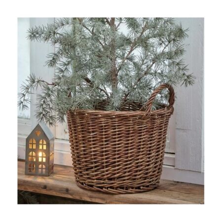 Kurv af ubarket pileflet m/ 2 hanke rund konisk - Ib Laursen H: 33 cm