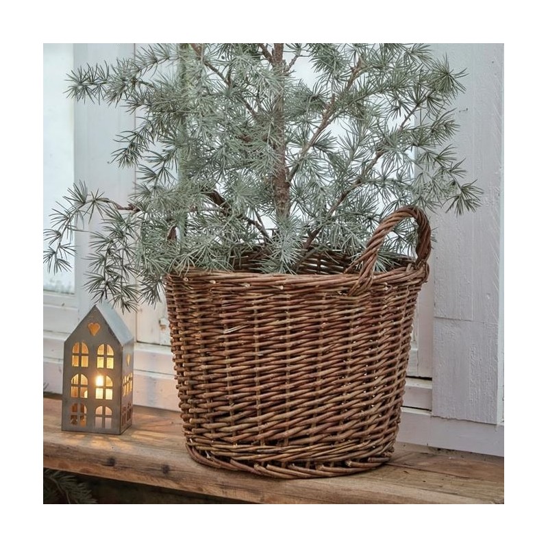 Kurv af ubarket pileflet m/ 2 hanke rund konisk - Ib Laursen H: 33 cm Kurv af ubarket pileflet m/ 2 hanke rund konisk - Ib Laursen H: 33 cm