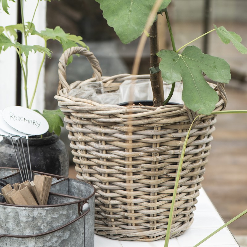 Kurv konisk rattan m/ plast - Ib Laursen H: 31 cm Kurv konisk rattan m/ plast - Ib Laursen H: 31 cm
