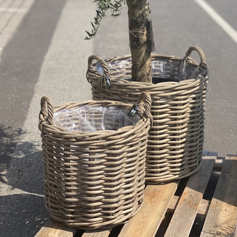 Kurv rund MEGA rattan m/ plast & 2 hanke - Aafod Lille el. stor Kurv rund MEGA rattan m/ plast & 2 hanke - Aafod Lille el. stor