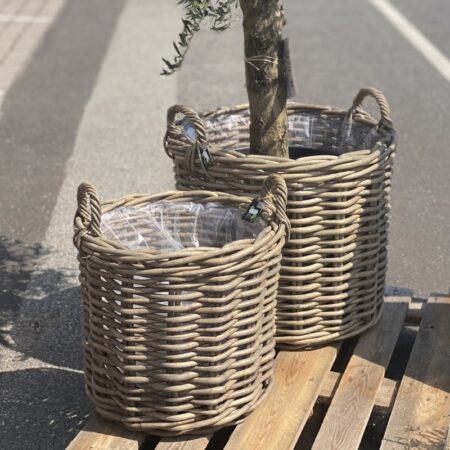 Kurv rund MEGA rattan m/ plast & 2 hanke - Aafod vælg ml. 3 forsk.