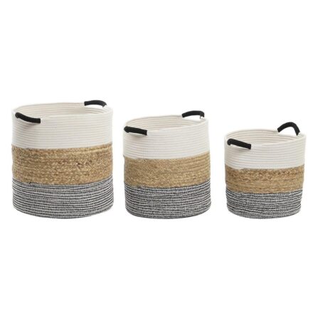 Kurvesæt Beige Sort Naturlig fiber 40 x 40 x 40 cm