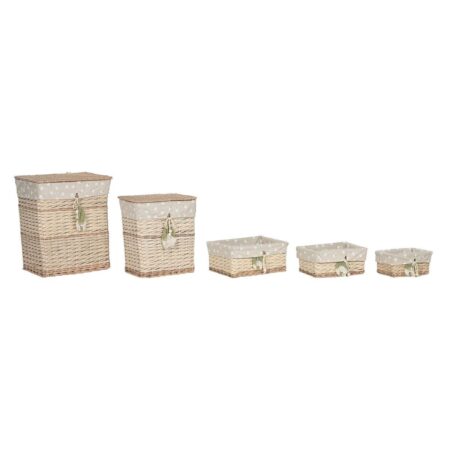 Kurvesæt Home ESPRIT Grøn Beige Natur flet 47 x 35 x 55 cm 5 Dele