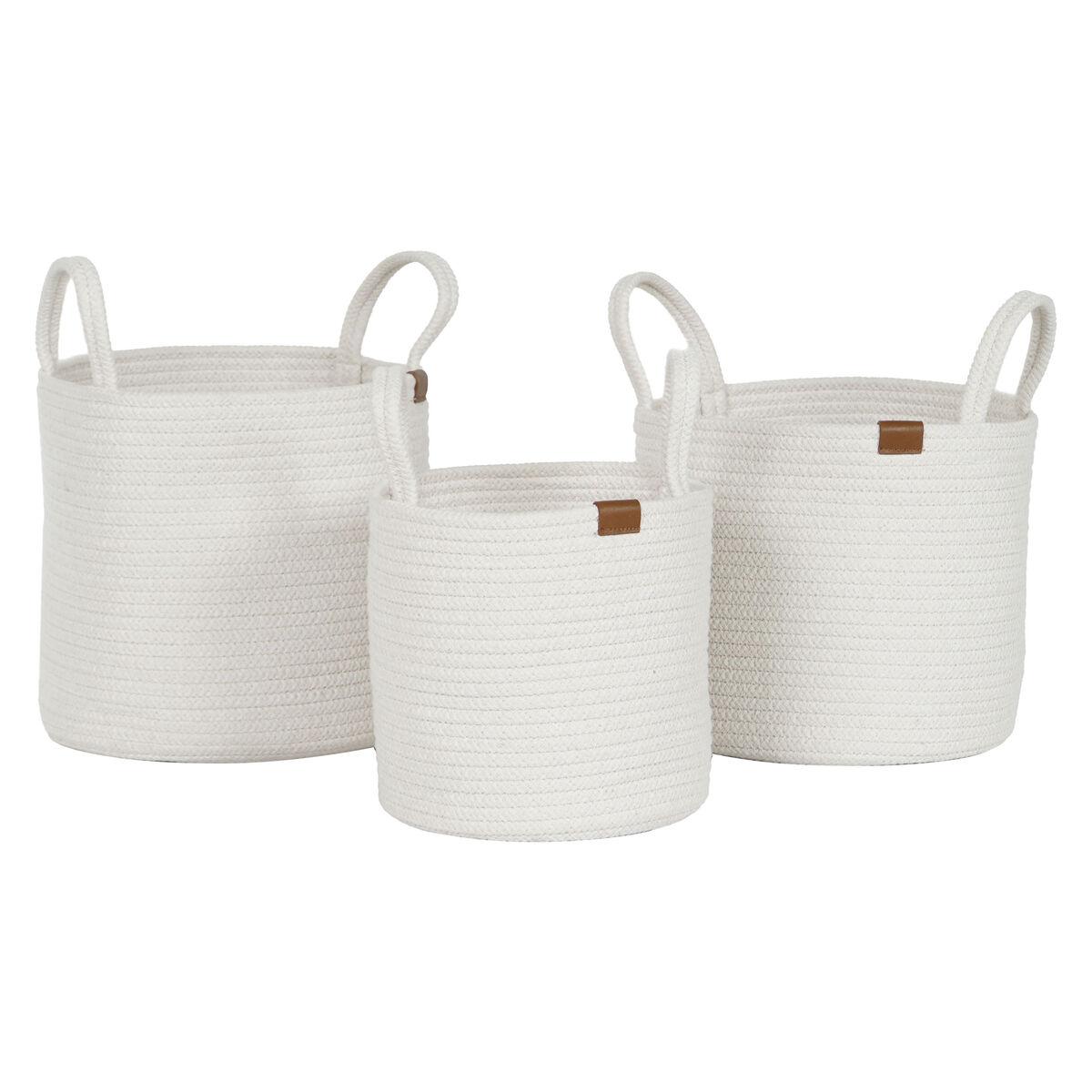 Kurvesæt Home ESPRIT Hvid Moderne 30 x 30 x 28 cm (3 Dele) Kurvesæt Home ESPRIT Hvid Moderne 30 x 30 x 28 cm (3 Dele)
