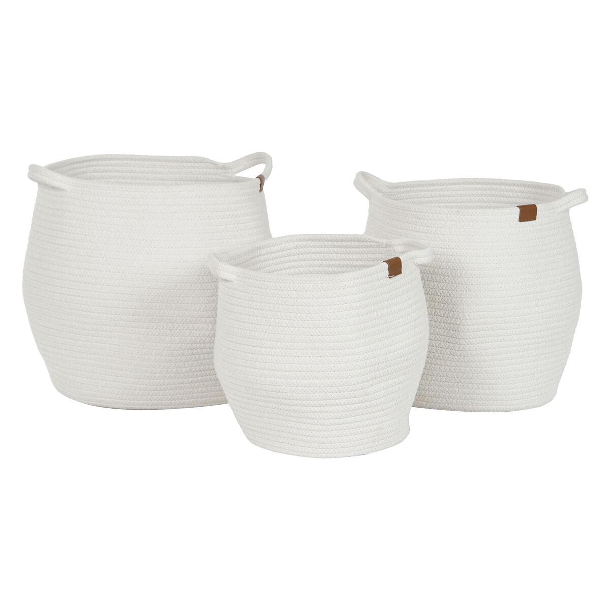 Kurvesæt Home ESPRIT Hvid Moderne 34 x 34 x 34 cm (3 Dele) Kurvesæt Home ESPRIT Hvid Moderne 34 x 34 x 34 cm (3 Dele)