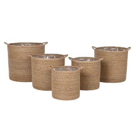 Kurvesæt Home ESPRIT Natur Naturlig fiber 37 x 37 x 41 cm (5 Dele)