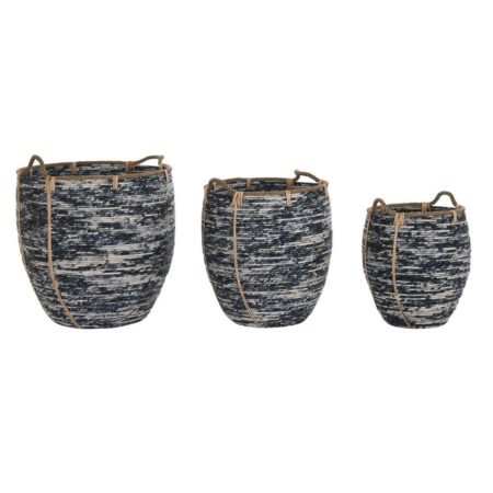 Kurvesæt Hvid Sort Plastik Boho 56 x 56 x 60 cm 52 x 52 x 60 cm