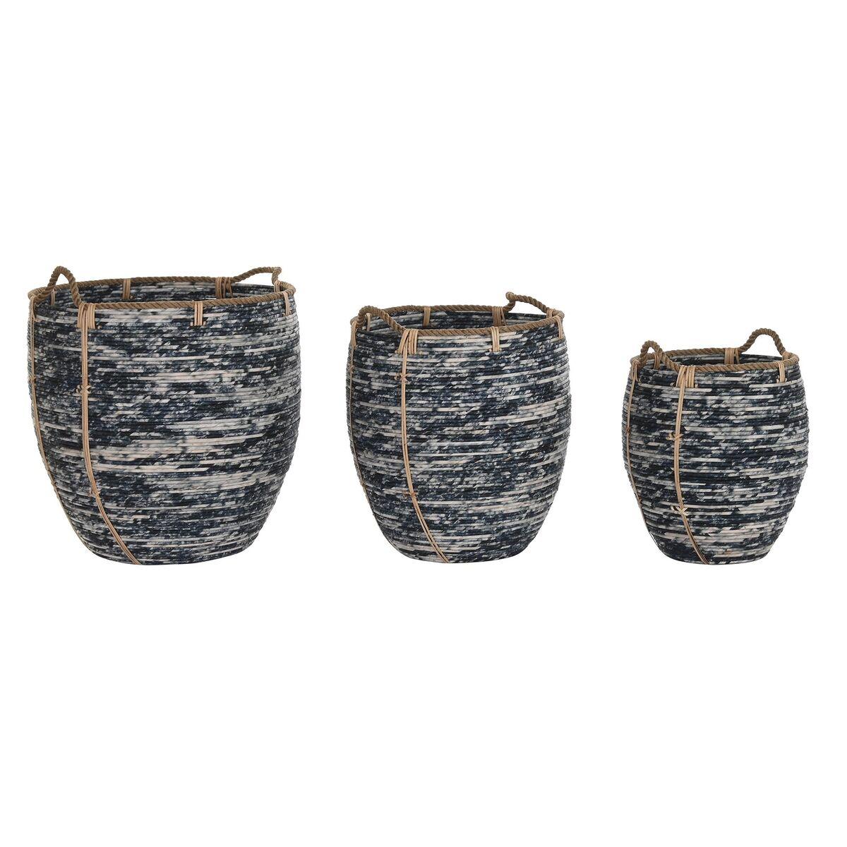 Kurvesæt Hvid Sort Plastik Boho 56 x 56 x 60 cm 52 x 52 x 60 cm Kurvesæt Hvid Sort Plastik Boho 56 x 56 x 60 cm 52 x 52 x 60 cm