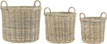 Kurvesæt a 3 Rattan M/plast Indvendig Rund