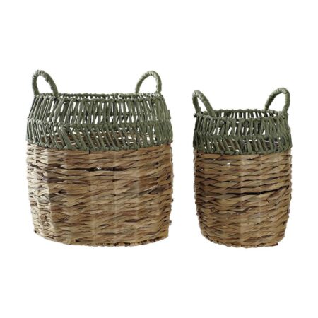 Kurvesæt - grøn/natur boho, spanskrør, 33 × 33 × 40 cm, 2 dele